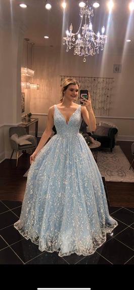 Sherri Hill Blue Size 4 Sweet 16 Showstopper Prom Jewelled A-line Dress on Queenly