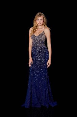 Style Poppy Amarra Navy Blue Size 12 Prom Tall Height Straight Dress on Queenly