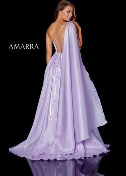 Style Kelsey Amarra Purple Size 4 Tall Height One Shoulder Prom Side slit Dress on Queenly