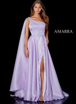 Style Kelsey Amarra Purple Size 4 Corset Black Tie Sequined Cape Side slit Dress on Queenly