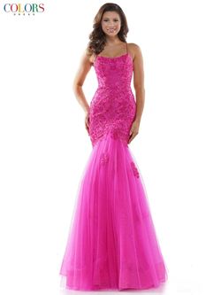 Style Kinlee Colors Pink Size 10 Pageant Spaghetti Strap Jewelled Mermaid Dress on Queenly