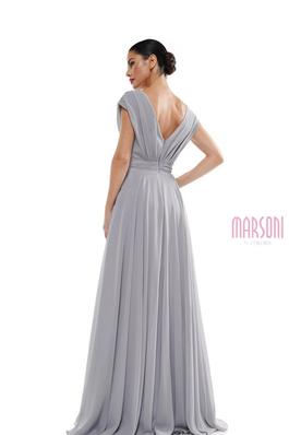 Style M251 Marsoni by Colors Purple Size 12 M251 Tulle Plus Size Black Tie Side slit Dress on Queenly