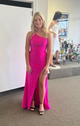 Sherri Hill Pink Size 4 Floor Length Silk Tall Height Side slit Dress on Queenly