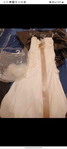 David's Bridal White Size 6 $300 Train Dress on Queenly