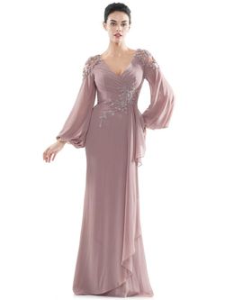 Style MV1074 Colors Pink Size 12 Prom Long Sleeve V Neck Plus Size Straight Dress on Queenly