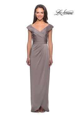Style 25206 La Femme Nude Size 2 Floor Length Tall Height Sleeves $300 Straight Dress on Queenly