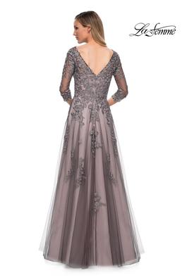 Style 29205 La Femme Pink Size 16 Plus Size Sheer A-line Dress on Queenly