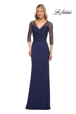 Style 30028 La Femme Blue Size 10 Navy Straight Dress on Queenly