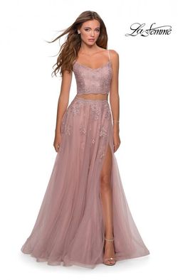 Style 28271 La Femme Pink Size 6 Prom Side slit Dress on Queenly