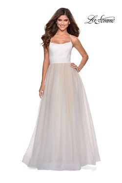 Style 28764 La Femme White Size 2 Prom Spaghetti Strap Boat Neck A-line Dress on Queenly