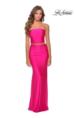 Style 28472 La Femme Pink Size 6 Tall Height Military Straight Dress on Queenly