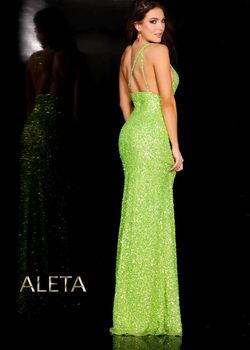 Style 665 Aleta White Size 10 Fitted Euphoria Sequin Side slit Dress on Queenly