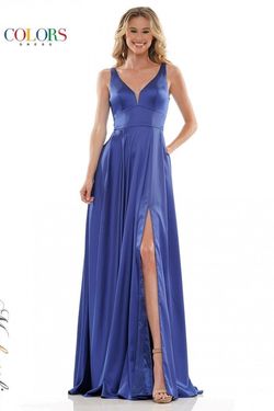 Style G904 Colors Cornflower Size 4 50 Off Satin Side slit Dress on Queenly
