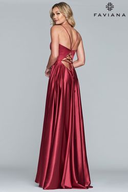 Style S10209 Faviana Red Size 0 Cut Out Tall Height Floor Length Black Tie $300 Side slit Dress on Queenly