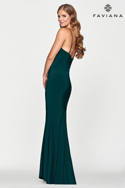 Style S10685 Faviana Green Size 8 Tall Height Side Slit $300 Straight Dress on Queenly