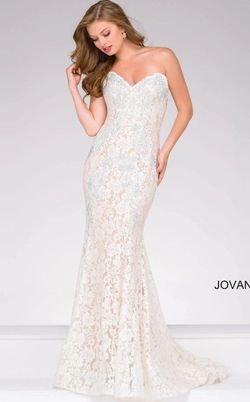Style 37334 Jovani White Size 6 Tall Height Mermaid Dress on Queenly