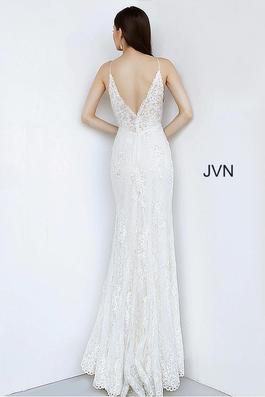Style JVN00864 Jovani White Size 2 Floor Length Pageant Tall Height Fitted Side slit Dress on Queenly