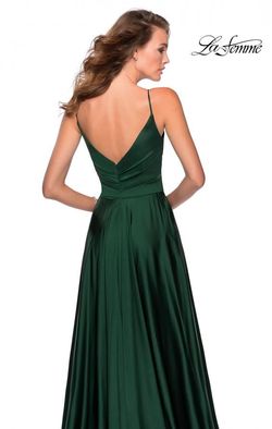 Style 28607 La Femme Black Size 20 V Neck Tall Height Emerald Side Slit Dress on Queenly