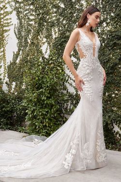 Style A1072W Andrea & Leo Couture White Size 8 Floor Length Lace Pageant Mermaid Dress on Queenly