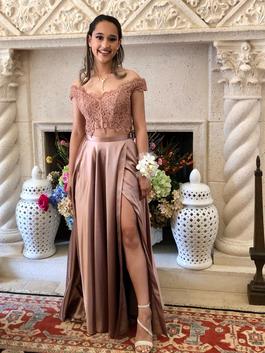 Sherri Hill Nude Size 00 Floor Length Two Piece Prom Side slit Dress on Queenly