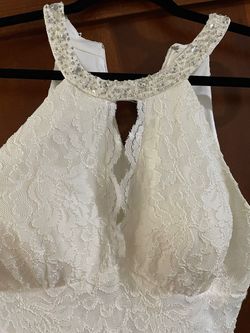 David's Bridal White Size 8 Summer Cocktail Dress on Queenly