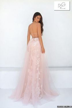 Style 51031 Tarik Ediz Pink Size 6 Spaghetti Strap Tall Height Side slit Dress on Queenly