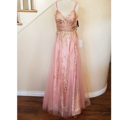 Style Rose Gold Sweetheart Glitter Corset Formal Ball Gown Bicici & Coty Pink Size 8 Bridgerton Floral Sweetheart Ball gown on Queenly