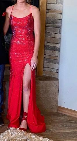 Sherri Hill Red Size 0 Prom Jewelled $300 Side slit Dress on Queenly
