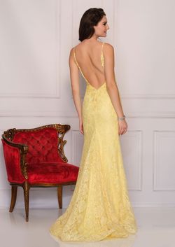 Style A10567 Dave and Johnny Yellow Size 8 Dave & Johnny Black Tie A10567 Side slit Dress on Queenly