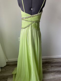 Dave and Johnny Green Size 2 Pageant Dave & Johnny Floor Length Lime Military A-line Dress on Queenly