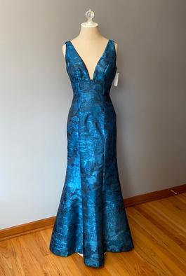 Carmen Marc Valvo Gown Blue Size 4 $300 Military Mermaid Dress on Queenly