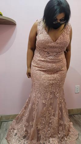 Jovani Pink Size 20 Plus Size Floor Length Rose Gold Mermaid Dress on Queenly