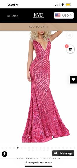 Jovani Hot Pink Size 2 Tall Height Mermaid Dress on Queenly