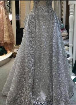 Mac Duggal Silver Size 10 Floor Length Mermaid Dress on Queenly
