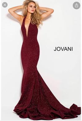 Jovani Red Size 12 Plus Size Floor Length Maroon Mermaid Dress on Queenly