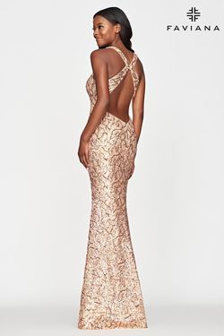 Style S10651 Faviana Nude Size 10 Tall Height Jewelled Sequined Straight Dress on Queenly
