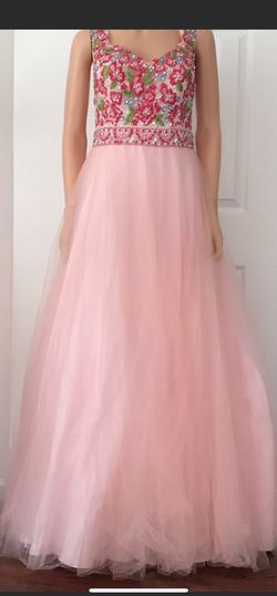Camilla Pink Size 14 Beaded Top Prom Floor Length Ball gown on Queenly