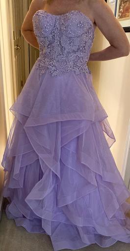 Ellie Wilde Purple Size 2 Floor Length Ruffles Ball gown on Queenly