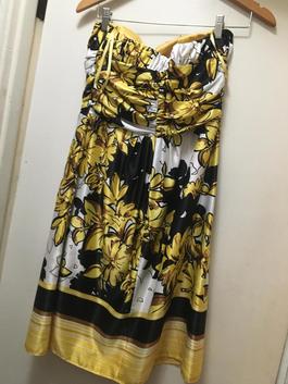 BCBG Yellow Size 8 Military Midi Straight Dress on Queenly