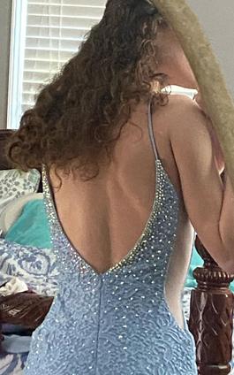 Jovani Light Blue Size 2 Backless Straight Dress on Queenly