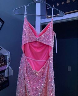 Ashley Lauren Hot Pink Size 8 Jewelled V Neck Summer Cocktail Dress on Queenly