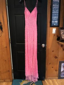 Sherri Hill Hot Pink Size 2 Jewelled Floor Length 50 Off Side slit Dress on Queenly