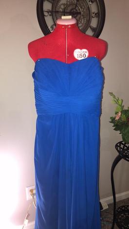 David's Bridal Royal Blue Size 20 Floor Length Tulle Straight Dress on Queenly
