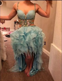 Jasz Couture Blue Size 4 Ruffles Mermaid Dress on Queenly