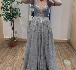Silver Size 10 Ball gown on Queenly