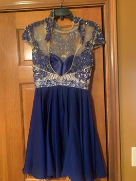 Sherri Hill Blue Size 4 Midi $300 Cocktail Dress on Queenly