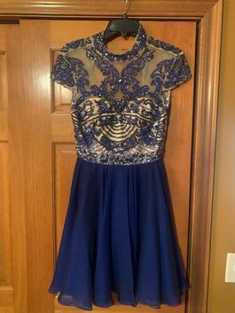 Sherri Hill Blue Size 4 Midi Cocktail Dress on Queenly