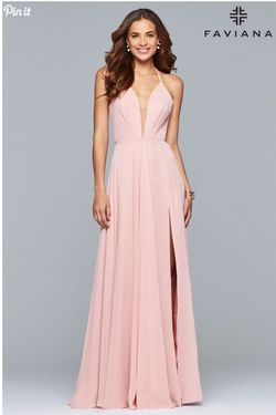 Style 7747 Faviana Light Pink Size 6 Mini Plunge A-line Dress on Queenly