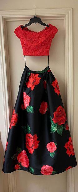 B. Darlin Red Size 0 Floor Length Two Piece Ball gown on Queenly
