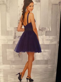 MoriLee Blue Size 8 Tulle Prom Cocktail Dress on Queenly